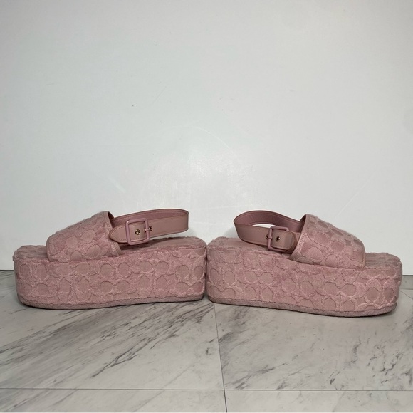 Coach Noelle Light Pink Signature Terry Platform Sandal 9B - Picture 7 of 16